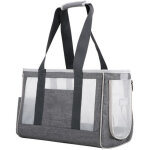 Gris taille l (44 x 17 x 29cm) sac transport chat, sac transport chien respirant et pliable avec coussin ...