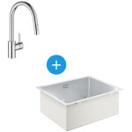 Grohe - kit evier cuisine k700 sous - plan 540x440mm acier inoxydable + mitigeur douchette extractible ...