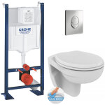 Grohe - pack wc bti autoportant avec cuvette porcher rimless + abattant + plaque chrome (projectporcher ...