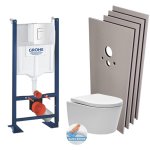 Pack wc bti autoportant + cuvette sat sans bride, fixations caches + plaque blanche + set habillage ...