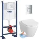 Pack wc bti autoportant rapid sl + wc sans bride integra + abattant softclose + plaque chrome mat (projectint ...