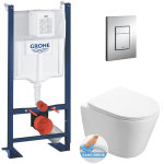 Grohe - pack wc b�ti autoportant + wc swiss aqua technologies infinitio sans bride + plaque chrome (projectinf ...