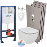 Pack wc bti - support + cuvette ideal standard tesi aquablade rimless + plaque chrome + set habillage ...