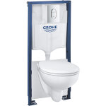 Grohe - pack wc bti - support rapid sl + wc bau ceramic sans bride + abattant softclose + plaque chrome ...