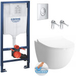 Grohe pack wc bti support rapid sl + wc sans bride vitra sento + abattant softclose + plaque chrome ...
