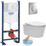 Pack wc rapid sl autoportant grohe + cuvette sans bride sat, fixations cach�es + plaque skate air chrome ...