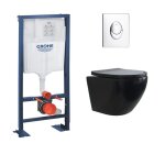 Pack wc grohe rapid sl + cuvette sans bride kelos flush noir mat + plaque skate air chrom�