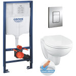Grohe pack wc rapid sl + cuvette suspendue sans bride porcher + plaque grohe skate cosmopolitan chrome ...