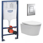 Grohe - pack wc rapid sl + wc sans bride sat, fixations caches + plaque chrome mat (rapidsl - satrimless ...