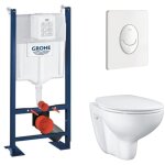 Grohe - pack wc suspendu sans bride bau ceramic + abattant + plaque blanche + bâti Grohe - pack wc suspendu sans bride bau ceramic + abattant + plaque blanche + bâti