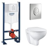 Grohe - pack wc suspendu sans bride bau ceramic + abattant + plaque chromée + bâti Grohe - pack wc suspendu sans bride bau ceramic + abattant + plaque chromée + bâti