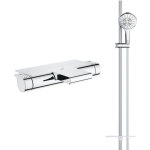 Grohe - robinet bain thermostatique avec tablette grohtherm + ensemble de douche rainshower