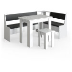 Vicco - groupe de banquettes d'angle roman, blanc, 180 x 41. 5 cm avec table