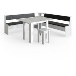 Vicco - groupe de banquettes d'angle roman, blanc, 210 x 41. 5 cm avec table