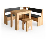 Vicco - groupe de banquettes d'angle roman, chne de force dor, 150 x 41. 5 cm avec table