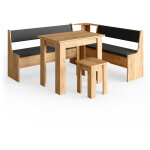 Vicco - groupe de banquettes d'angle roman, chne de force dor, 180 x 41. 5 cm avec table