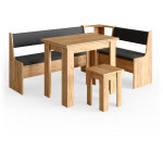 Vicco - groupe de banquettes d'angle roman, ch�ne de force dor�, 180 x 41. 5 cm avec table