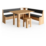 Groupe de banquettes d'angle roman, ch�ne de force dor�, 180 x 41. 5 cm avec table, vicco