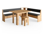 Vicco - groupe de banquettes d'angle roman, ch�ne de force dor�, 210 x 41. 5 cm avec table