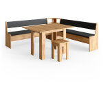Vicco - groupe de banquettes d'angle roman, ch�ne de force dor�, 210 x 41. 5 cm avec table