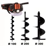 Gt garden - tarire thermique 52 cm3 - 3 cv + lot de 3 mches (100, 200 et 300 mm)