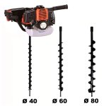 Gt garden - tarière thermique 52 cm3 - 3 cv + lot de 3 mèches (40, 60 et 80 mm) Gt garden - tarière thermique 52 cm3 - 3 cv + lot de 3 mèches (40, 60 et 80 mm)