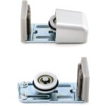 Guides de sol pour porte coulissante en 2 parties, guides � roulettes r�glables, roulettes anti - rayures ...