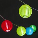 Guirlande 16 lampions 8cm multicolores en tissu plastifi� pour ext�rieur prolongeable