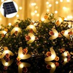 Guirlande d'abeille solaire, 30 led 6. 5m guirlande d'abeille solaire 8 modes lumires, de fil de cuivre ...