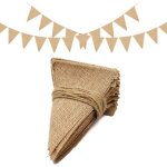 Guirlande fanions toile de jute, 10 m�tres / 48pcs drapeaux triangle banni�re vintage pour mariage f�te ...