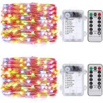 Guirlandes f�eriques � 50 led multicolores, 5 m, fonctionnent avec batterie et t�l�commande de r�glage ...