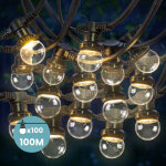 Guirlande guinguette 100m transparent ip65 - guirlande electrique exterieur 100 bulbes transparents