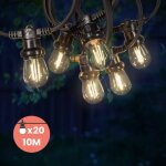Guirlande guinguette 10m 20 bulbes filament blanc chaud - guirlande lumineuse ampoule e27 transparente ...