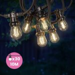 Guirlande guinguette 10m 30 bulbes filament blanc chaud - guirlande lumineuse ampoule e27 transparente ...