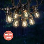 Guirlande guinguette 20m 40 bulbes filament blanc chaud - guirlande lumineuse ampoule e27 transparente ...