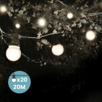 Guirlande guinguette 20m blanche - guirlande lumineuse exterieure led blanc chaud 20 bulbes - guirlande ...