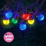 Guirlande guinguette 20m multicolore ip65 - guirlande lumineuse ext�rieur 60 bulbes multicolore - guirlande ...