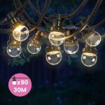 Guirlande guinguette 30m transparente ip65 - guirlande lumineuse ext�rieur 90 bulbes dimmables - guirlande ...