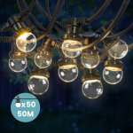 Guirlande guinguette 50m transparent ip65 - guirlande electrique exterieur 50 bulbes transparents