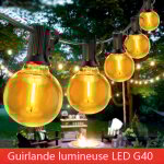 Guirlande guinguette extrieur 15m / 50ft, guirlande lumineuse exterieure avec 25 + 2 g40 led ampoules ...
