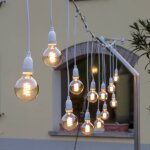 Guirlande guinguette stalactite 5m hauteur 70cm 8 douilles e27 cable blanc luxa 230v ip44 lotti