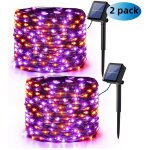 Guirlande halloween dcoration orange violet, 2 paquets 14m 120 led guirlande lumineuse solaire extrieur ...