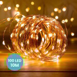Guirlande led cuivre 10m - guirlande lumineuse led 100 leds - guirlande leds pour deco chambre, d�co ...