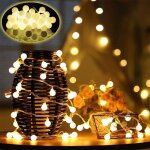 Guirlande lumineuse 10 m, 80 ampoules led � piles, petites boules blanc chaud, d�coration romantique ...