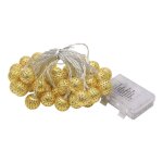 Guirlande lumineuse  20 boules led 3 m  piles blanc chaud