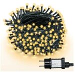 Guirlande lumineuse 50m 500 led blanc chaud avec c�ble vert - r�glable en luminosit� pour sapin de no�l, ...