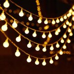 Guirlande lumineuse boules - 10 m - 80 led - blanc chaud - fonctionne avec piles - pour mariage, fte, ...