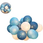 Guirlande lumineuse boule coton led usb, 5. 6 m 20 led 8 modes avec tlcommande, pour dcoration de ...