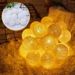 Guirlande lumineuse en boules de coton avec prise ? 3 m, 20 led, pour rideau de chambre, f�te, no�l, ...