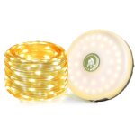 Guirlande lumineuse de camping de 10 m (32, 8 pi) � lumi�re blanc chaud, modes de lampe torche color�s, ...